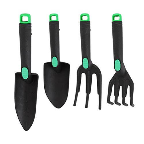 DOITOOL 4 Pieces Garden Tools Set Small Hand Tools for Gardening Includes Hand Trowel,Transplant Trowel and Cultivator Hand Rake for Succulent Bonsai Digging or Transplanting