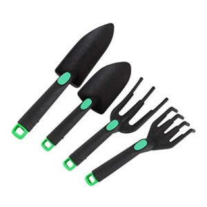 DOITOOL 4 Pieces Garden Tools Set Small Hand Tools for Gardening Includes Hand Trowel,Transplant Trowel and Cultivator Hand Rake for Succulent Bonsai Digging or Transplanting