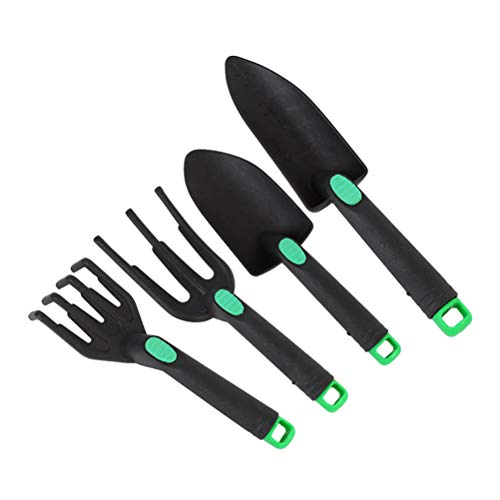 DOITOOL 4 Pieces Garden Tools Set Small Hand Tools for Gardening Includes Hand Trowel,Transplant Trowel and Cultivator Hand Rake for Succulent Bonsai Digging or Transplanting