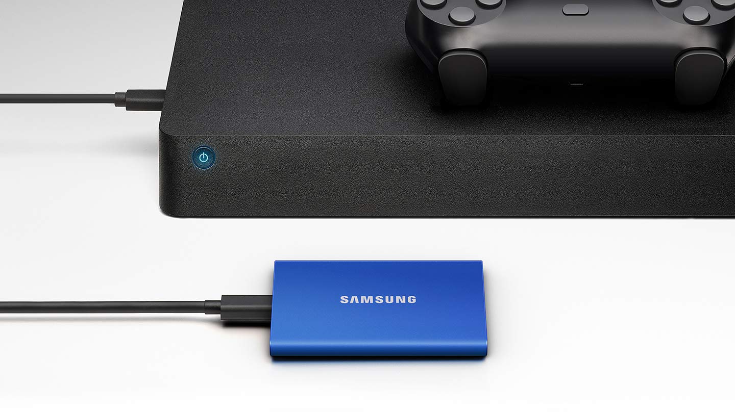 SAMSUNG SSD T7 Portable External Solid State Drive 1TB, Up to USB 3.2 Gen 2, Reliable Storage for Gaming, Students, Professionals, MU-PC1T0H/AM, Blue