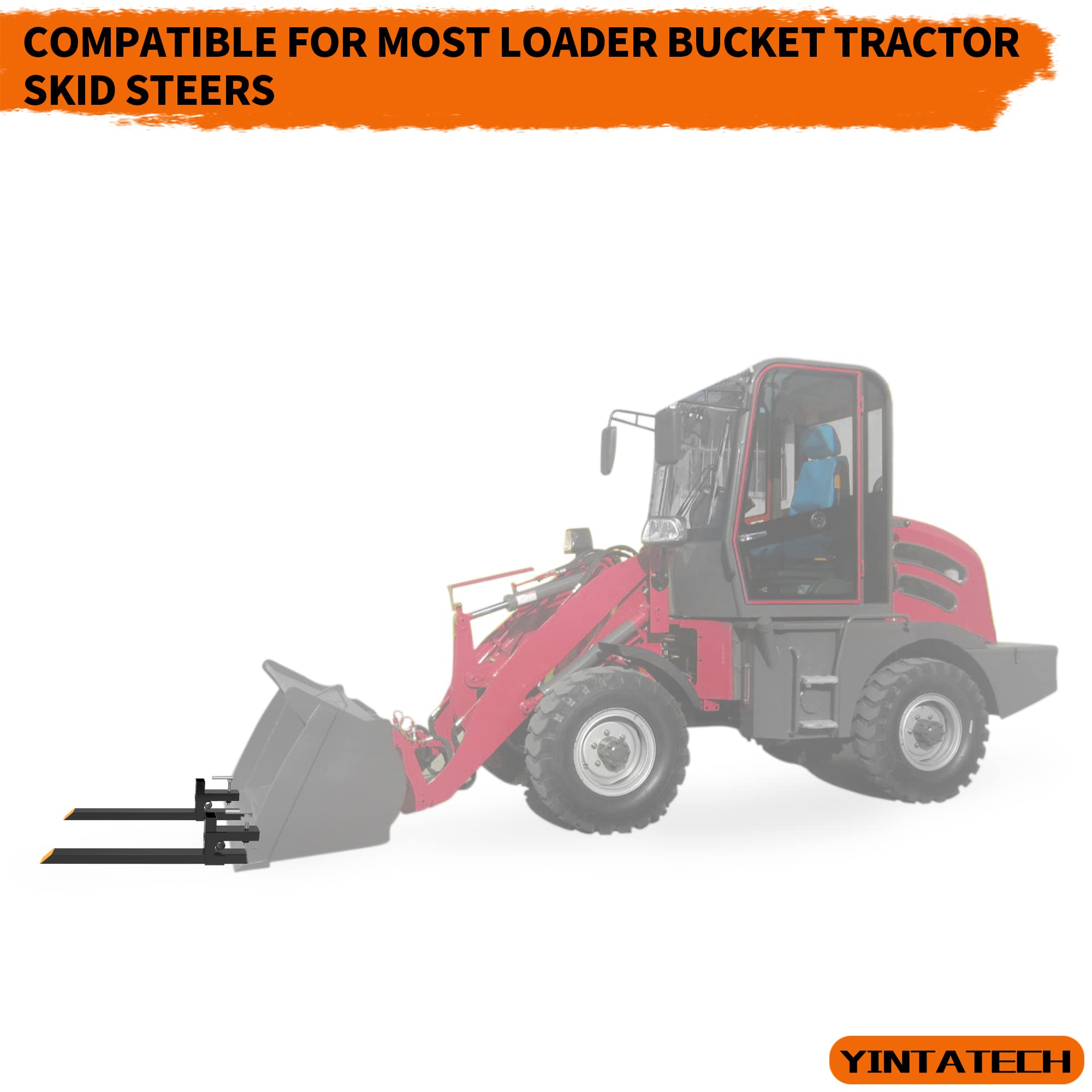 YINTATECH 43" 2000lbs Clamp on Pallet Forks Heavy-Duty Tractor Forks Compatible Tractor Bucket Forks for Tractor Attachments, Skid Steer, Loader Bucket