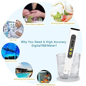 VOVCIG Tester, Meter Tester LCD Pen Quality with 0-9990 PPM Measurement Range Portable, for The aquaculture Industry Hospitals Swimming Pools Household tap Water Quality Testing