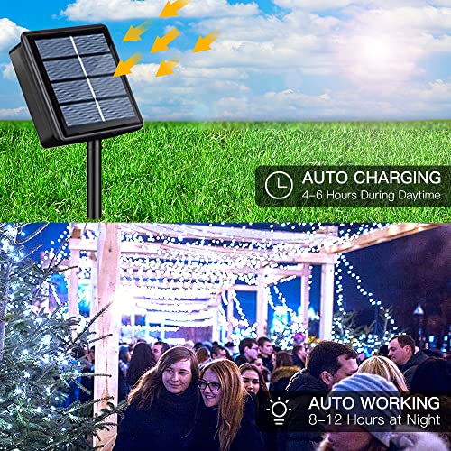 Solar String Lights, Amzxart 72ft 200 LED Solar Powered String Lights, 8 Modes Waterproof Solar Lights Outdoor for Garden, Patio, Party, Trees, Homes Decor (Cool White)