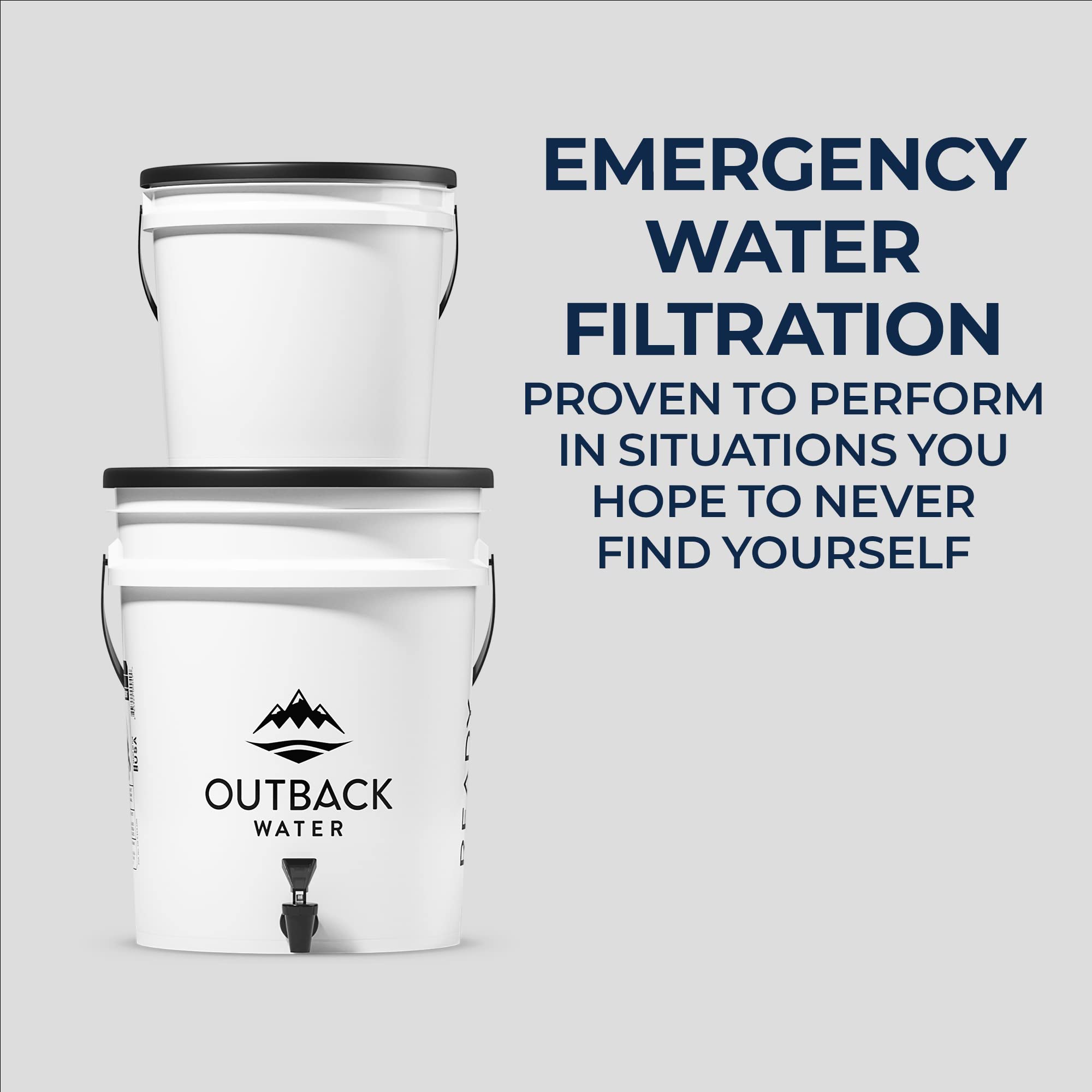 Outback Water Emergency Filtration System - 5 Gallon Bucket Water Filter - Gravity Powered, Portable, Purify up to 24 Gallons of Potable Drinking Water Per Day