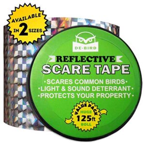 De-Bird Bundle Includes: Bird Scare Rods 12 Pk & Reflective Scare Tape 125ft roll - Keep Away Pigeon & Woodpeckers from Your Garden