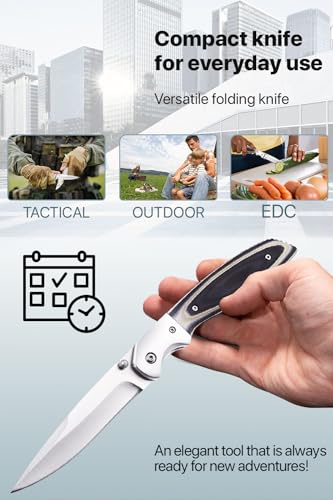 Grand Way Pocket Knife - Tactical Survival Folding Knives with Pocket Clip for Men Women - Best EDC Work Camping Hiking Hunting Knives - Sharp Blade Tool - Birthday Christmas Gifts for Men 04003