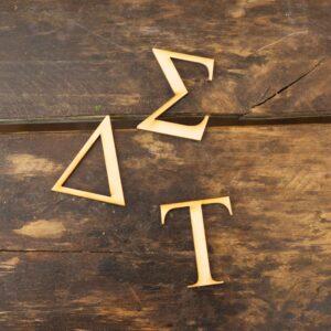 2-6 inch Tall (1/8" Thick) (3 letters) Small Greek Wood Letters Wooden Alphabet Wall Hanging Little Craft Paddle Decor Sorority Fraternity House Unfinished Laser Cutout Custom