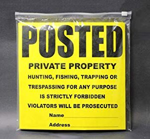 WristCo Posted Sign Yellow Private Property for outdoors - 11" x 11" 100 per Pack weatherproof tear-resistant Tyvek high visibility for warning no trespassing hunting fishing trapping