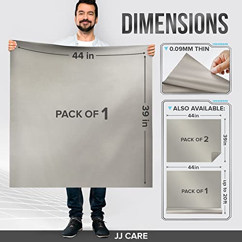 JJ CARE Faraday Fabric [Pack of 2, 44" x 39" Faraday Cloth + 1" x 24" Long Faraday Tape + Instructions] - Military Grade Shielding Fabric from Signals, Bluetooth, GPS, Signal Blocker, WiFi Jammer