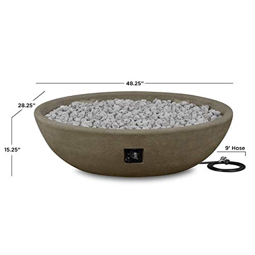 Riverside Oval Propane Fire Bowl in Glacier Gray by Real Flame