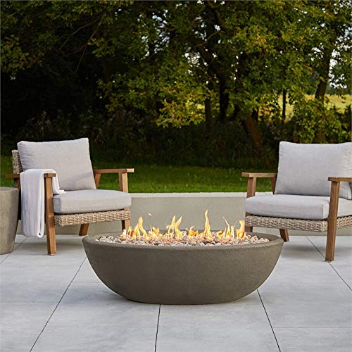 Riverside Oval Propane Fire Bowl in Glacier Gray by Real Flame