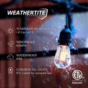 Brightech Ambience Pro - Waterproof LED Outdoor String Lights - Hanging, Dimmable 2W Vintage Edison Bulbs - 48 Ft Commercial Grade Patio Lights Create Cafe Ambience In Your Backyard