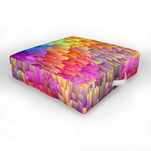 society6 sheila wenzel-ganny rainbow cascade indoor/outdoor floor cushion, 1 count (pack of 1), multi