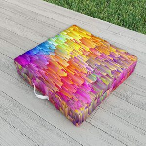 Society6 Sheila Wenzel-Ganny Rainbow Cascade Indoor/Outdoor Floor Cushion, 1 Count (Pack of 1), Multi