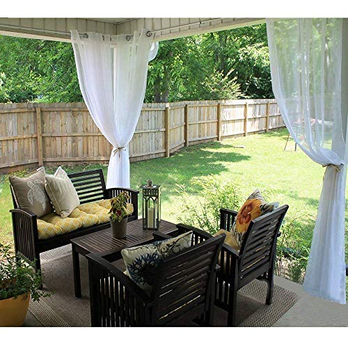 RYB HOME Outdoor Sheer Curtain for Patio, Grommet Top Sheer White Outdoor Curtain for Pergola, Outdoor Indoor Privacy Voile Drape, 1 Panel, Wide 54 by Long 84 Inch