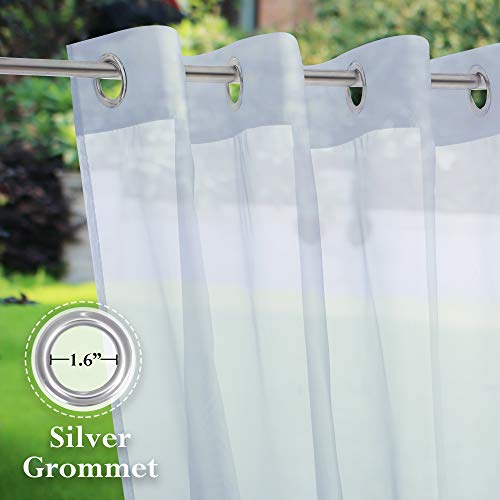 RYB HOME Outdoor Sheer Curtain for Patio, Grommet Top Sheer White Outdoor Curtain for Pergola, Outdoor Indoor Privacy Voile Drape, 1 Panel, Wide 54 by Long 84 Inch