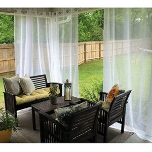 RYB HOME Outdoor Sheer Curtain for Patio, Grommet Top Sheer White Outdoor Curtain for Pergola, Outdoor Indoor Privacy Voile Drape, 1 Panel, Wide 54 by Long 84 Inch