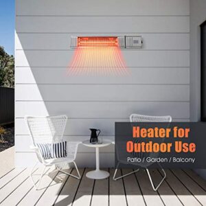 COSTWAY Wall-Mounted Patio Heater, 750W/1500W Infrared Heater with 9-Level Adjustable, 24H Timer, Auto Shut Off, Remote Control, Install Multi-Angle Adjustment, Outdoor Heater for Garage, Home