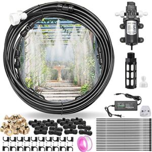 cozycabin outdoor misting cooling system with pump - 40ft (12m) misting line with filter + 6 brass mist nozzles (3/4") for patio garden greenhouse watering distribution system (12m (40ft))