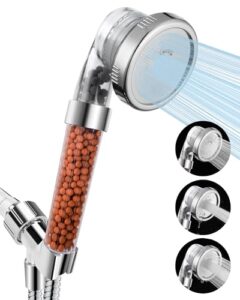 luxsego handheld shower head with 3 modes - removes chlorine & fluoride with mineral beads for dry hair & skin