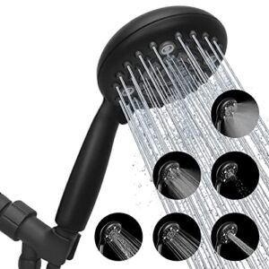 luxsego filtered shower head with handheld spray for skin and hair care, high pressure shower heads with filters for hard water, hydro jet showerhead set includes hose, bracket and mineral beads