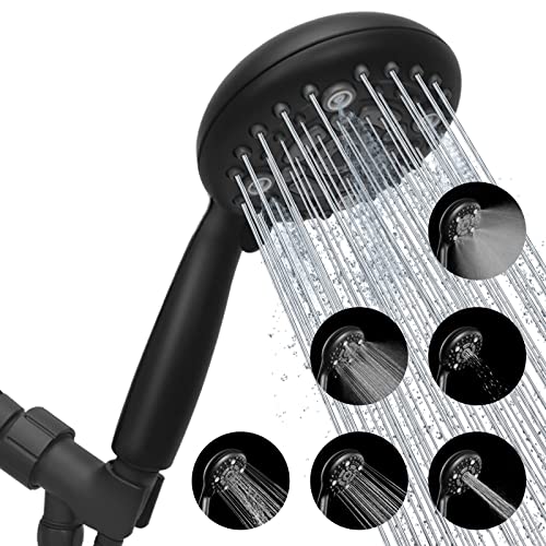 Luxsego Filtered Shower Head with Handheld Spray for Skin and Hair Care, High Pressure Shower Heads with Filters for Hard Water, Hydro Jet Showerhead Set Includes Hose, Bracket and Mineral Beads