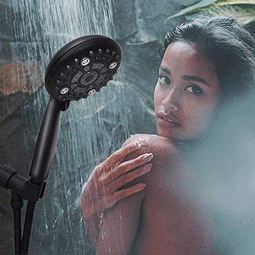 Luxsego Filtered Shower Head with Handheld Spray for Skin and Hair Care, High Pressure Shower Heads with Filters for Hard Water, Hydro Jet Showerhead Set Includes Hose, Bracket and Mineral Beads