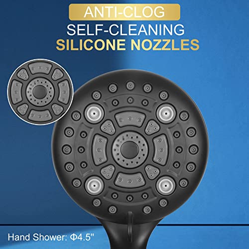 Luxsego Filtered Shower Head with Handheld Spray for Skin and Hair Care, High Pressure Shower Heads with Filters for Hard Water, Hydro Jet Showerhead Set Includes Hose, Bracket and Mineral Beads