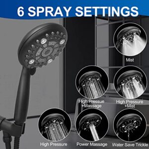 Luxsego Filtered Shower Head with Handheld Spray for Skin and Hair Care, High Pressure Shower Heads with Filters for Hard Water, Hydro Jet Showerhead Set Includes Hose, Bracket and Mineral Beads