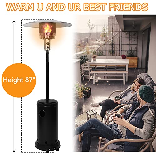 LUCKYERMORE Outdoor Patio Heater for Propane with Wheels, 87”High Outdoor Patio Heater Gas Heat for Commercial and Residential,36000 BTU,ETL Certified