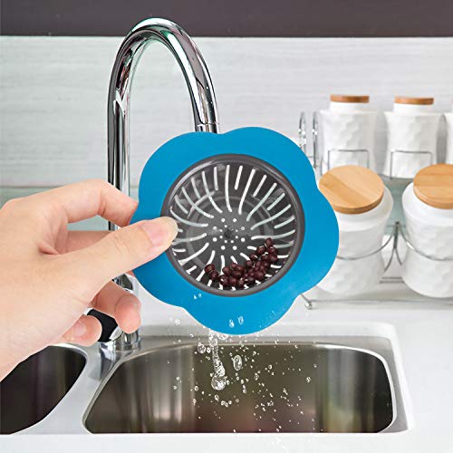 JIANYI Kitchen Sink Strainer, 4PCS Silicone Sink Strainer, Large Wide Rim 4.5" Diameter Sink Drain Strainer for Kitchen Sink - Multicolor