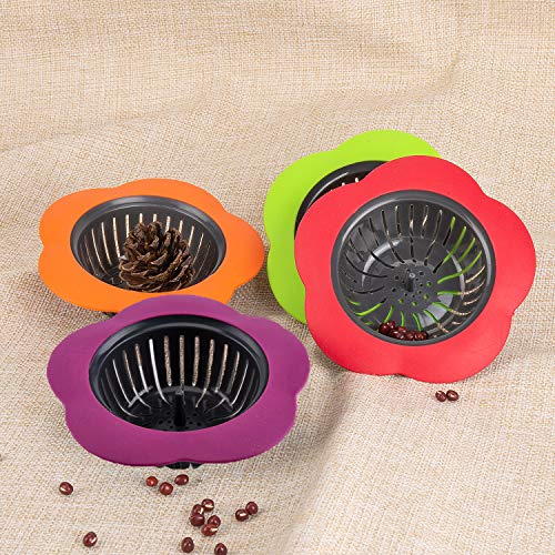 JIANYI Kitchen Sink Strainer, 4PCS Silicone Sink Strainer, Large Wide Rim 4.5" Diameter Sink Drain Strainer for Kitchen Sink - Multicolor