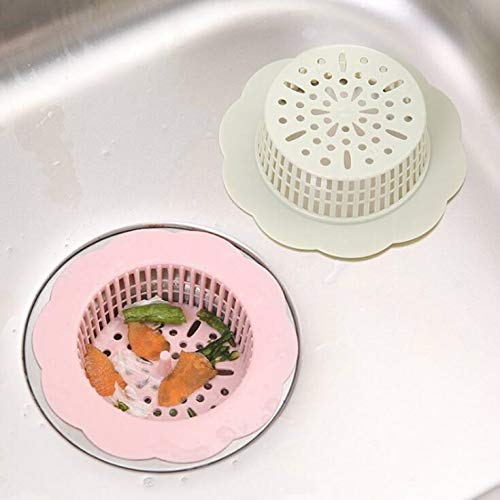 JIANYI Plastic Sink Strainer, Kitchen Sink Strainer, Large Wide Rim 4.5" Diameter Sink Strainer for Kitchen Sink - Pink