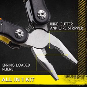 Mini Multitool Knife 12 in 1 - Small Pocket Multi Tool with Knife and Pliers - Best Small Utility Multi Purpose All in One Tools for Men Women - Best Gear Accessory for EDC Work Camping Hiking 2229