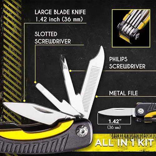 Mini Multitool Knife 12 in 1 - Small Pocket Multi Tool with Knife and Pliers - Best Small Utility Multi Purpose All in One Tools for Men Women - Best Gear Accessory for EDC Work Camping Hiking 2229