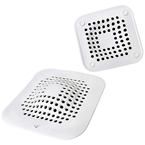 Hair Catcher Shower Drain - 2 Pack Soft Silicone Cover Trap Protector C9001 - for Bathroom Bathtub and Kitchen Sink Strainer