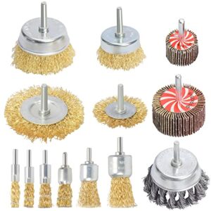 yaeccc 13 pcs wire brush wheel cup brush set wire brush for drill 1/4 inch shank for drill rust removal steel wire wheel for drill attachment