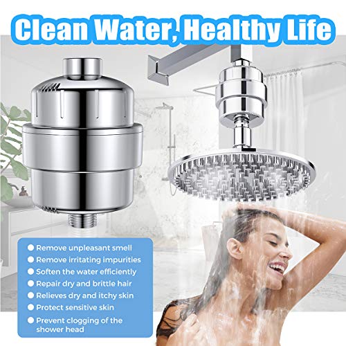 15 Stage Activated carbon Shower Head Filter for Hard Water Remove Chlorine and Fluoride - Reduces Dry Itchy Skin Improves The Condition of Skin Hair and Nails - Filter Cartridges
