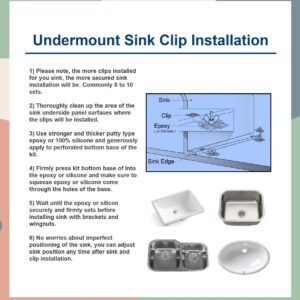 Undermount Sink Bracket Clip, Universal Heavy Duty Epoxy Undermounting Sink Wash-Basin Support Clamps for Bathroom Kitchen Marble Granite Vanity Countertop Installation and Repair Kit