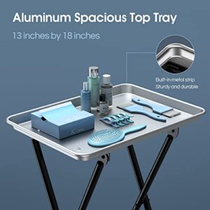 Aluminum Foldaway Folding Service Tray on Wheels