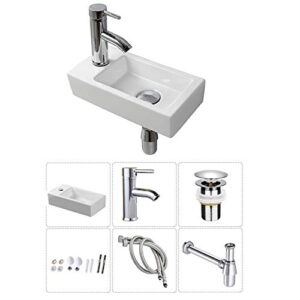 wall hung basin sink small cloakroom basin rectangle ceramic wash basin left hand with tap & drain(art deco)
