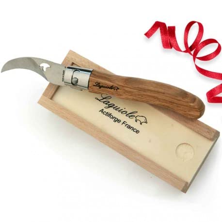 Mushroom Laguiole knife with wood pencil case - Direct from France