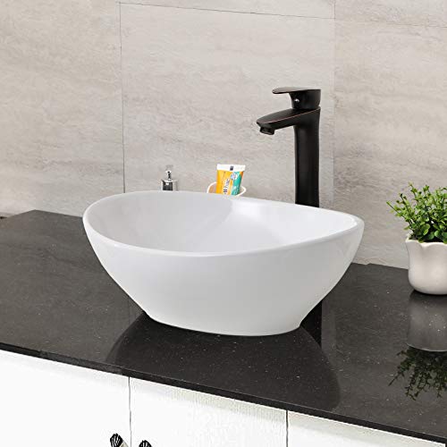 Oval Vessel Sink - Mocoloo 16” x 13“ Bathroom Sink Countertop Oval Shape Small Bathroom Sink White Porcelain Ceramic vanity Bowl, Above Counter Modern Art Bsin.