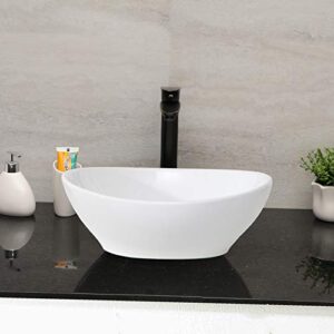 Oval Vessel Sink - Mocoloo 16” x 13“ Bathroom Sink Countertop Oval Shape Small Bathroom Sink White Porcelain Ceramic vanity Bowl, Above Counter Modern Art Bsin.