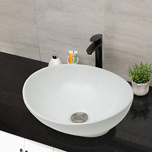 Oval Vessel Sink - Mocoloo 16” x 13“ Bathroom Sink Countertop Oval Shape Small Bathroom Sink White Porcelain Ceramic vanity Bowl, Above Counter Modern Art Bsin.