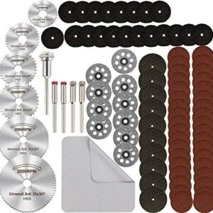 Cutting Wheel Set for Rotary Tool, 88Pcs HSS Circular Saw Blades Diamond Wood Glass Plastic Metal Stone Cutting Drill Wheels Kit with Mandrels for Dremel