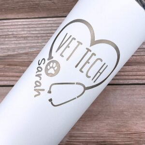 Personalized Veterinarian Laser Engraved 20 oz Tumbler with Straw, Vet Tech, Vet Gift, Vet Tech Gift, Vet Assistant