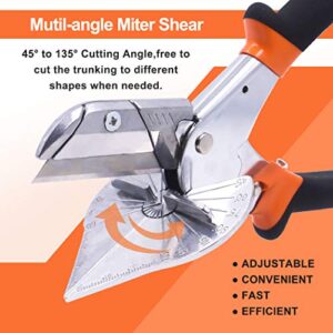 Tanzfrosch Multi Angle Miter Shear Cutter for Angular Cutting of Moulding and Trim from 45 to 135 Degree Hand Tools for Cutting Soft Wood Plastic PVC with 10 Replacement Blades (12 Pack)