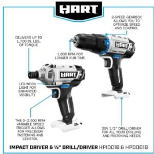 Hart 20v drill and impact driver kit