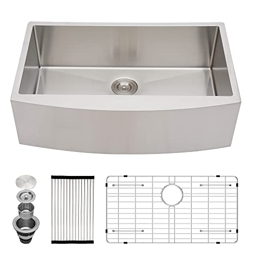 30 Farm Sink Stainless Steel - Sarlai 30 Inch Farmhouse Kitchen Sink Apron Front Stainless Steel 16 Gauge Single Bowl Kitchen Farm Sink Basin with Drain Strainer